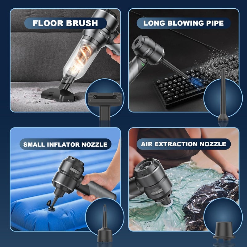GenTant Car Vacuum Portable Cordless with 18000Pa Suction, 4 in 1 Air Duster & Mini Vacuum Cleaner High Power Foldable Rechargeable, Brushless Motor Airify Pro Car Vacuum for Home Office Pet Hair - Image 4